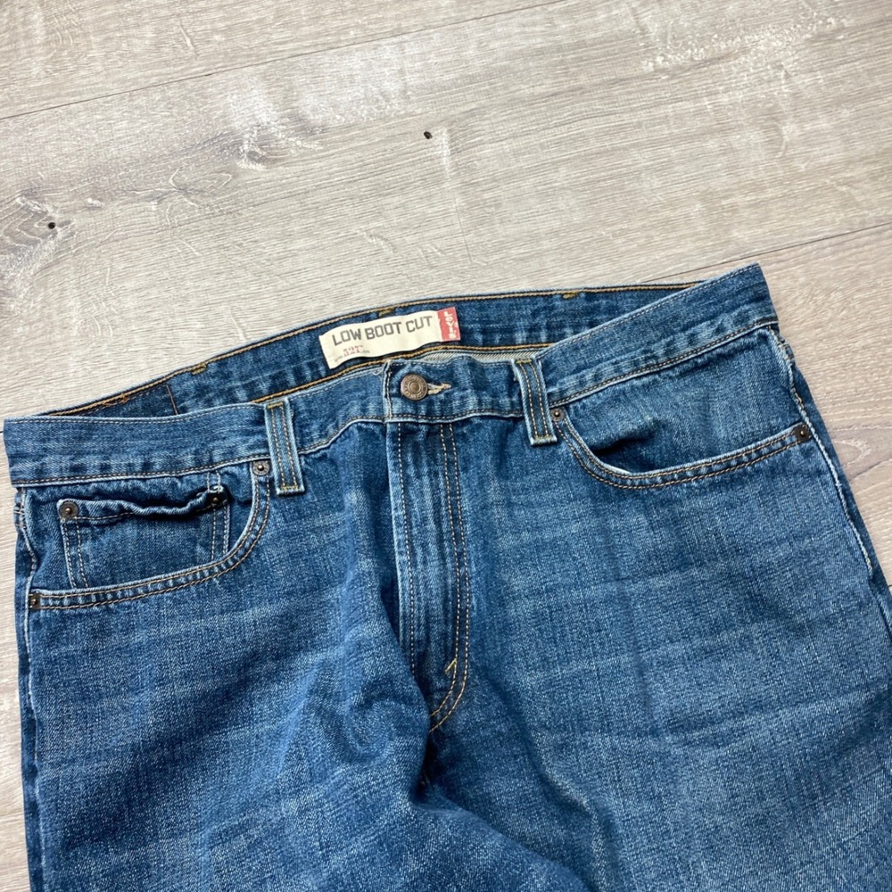 Levis Jeans 527 Low Boot Cut Mens 38x32 Blue Cotton Denim Slim Fit Casual - Picture 7 of 10